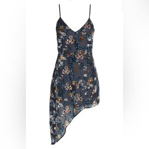 Lulus Y2K Evenings with You Navy Floral Velvet Shimmery Fairy Party Dress Medium